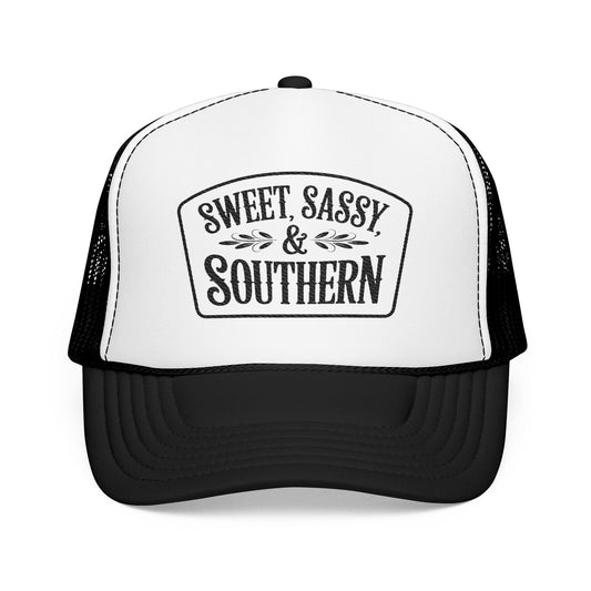 Sweet Sassy & Southern Foam Trucker Hat – Country Girl Snapback Cap with Mesh Back
