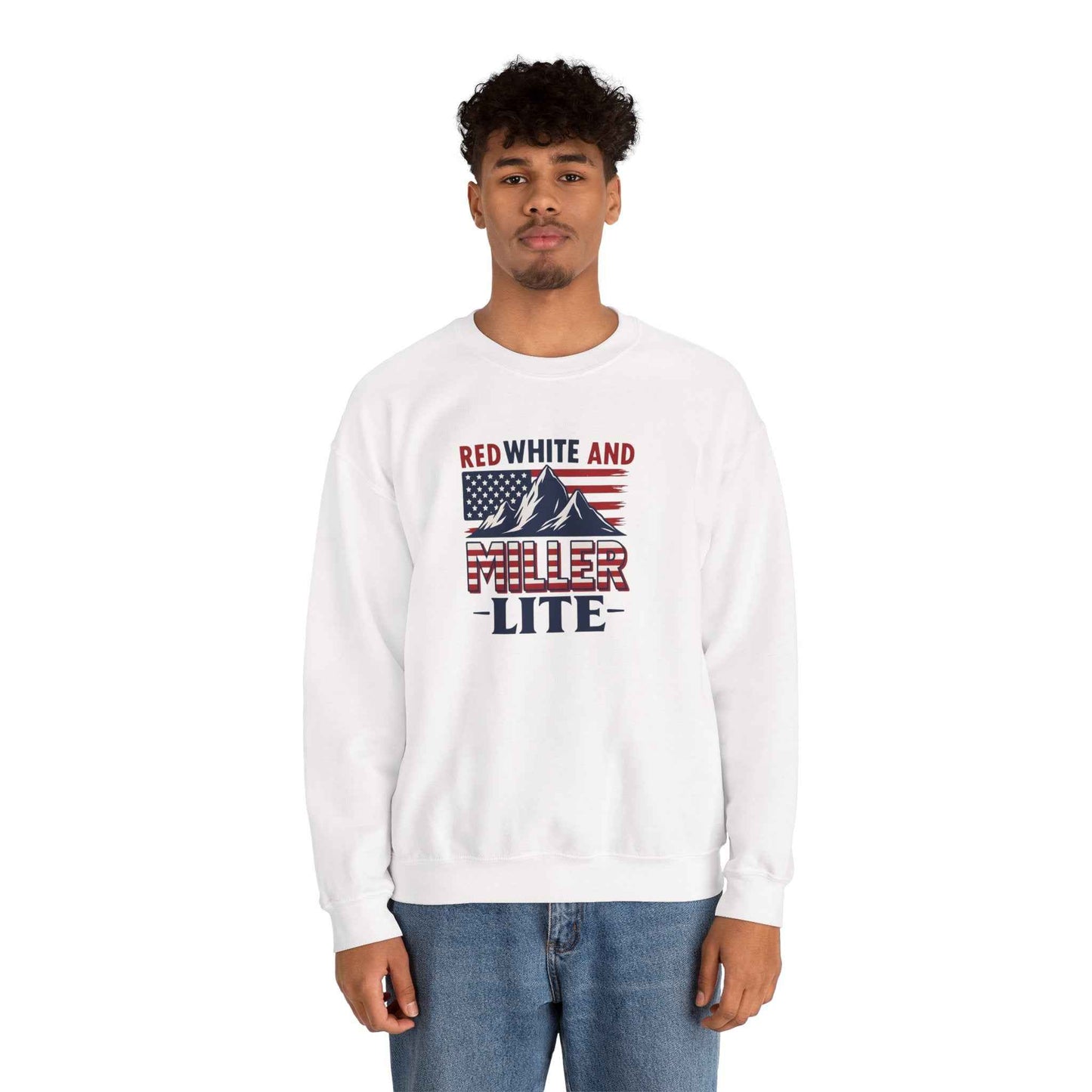 Red, White & Miller Lite Crewneck – Patriotic Beer Sweatshirt