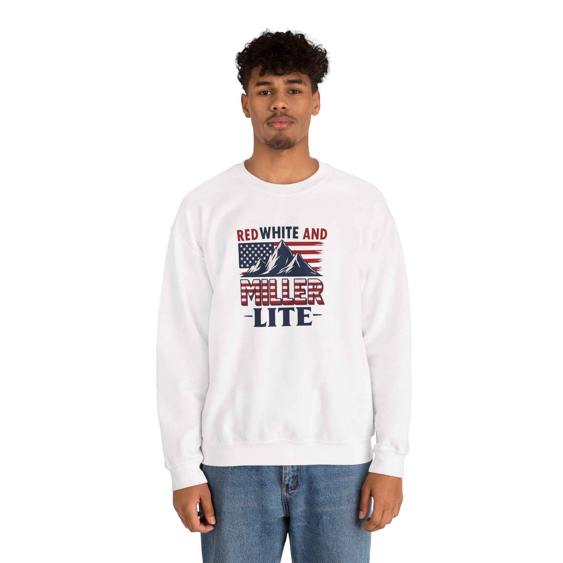 Red, White & Miller Lite Crewneck – Patriotic Beer Sweatshirt