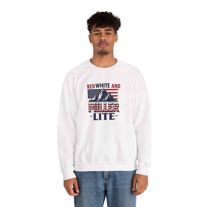 Red, White & Miller Lite Crewneck – Patriotic Beer Sweatshirt