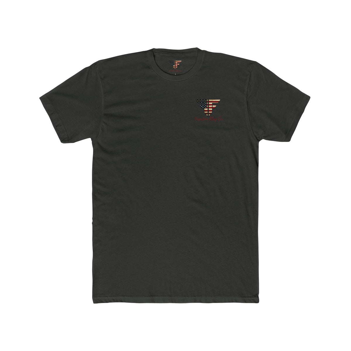 Freedom Loaded distressed Stars and Stripes crew tee product mockup