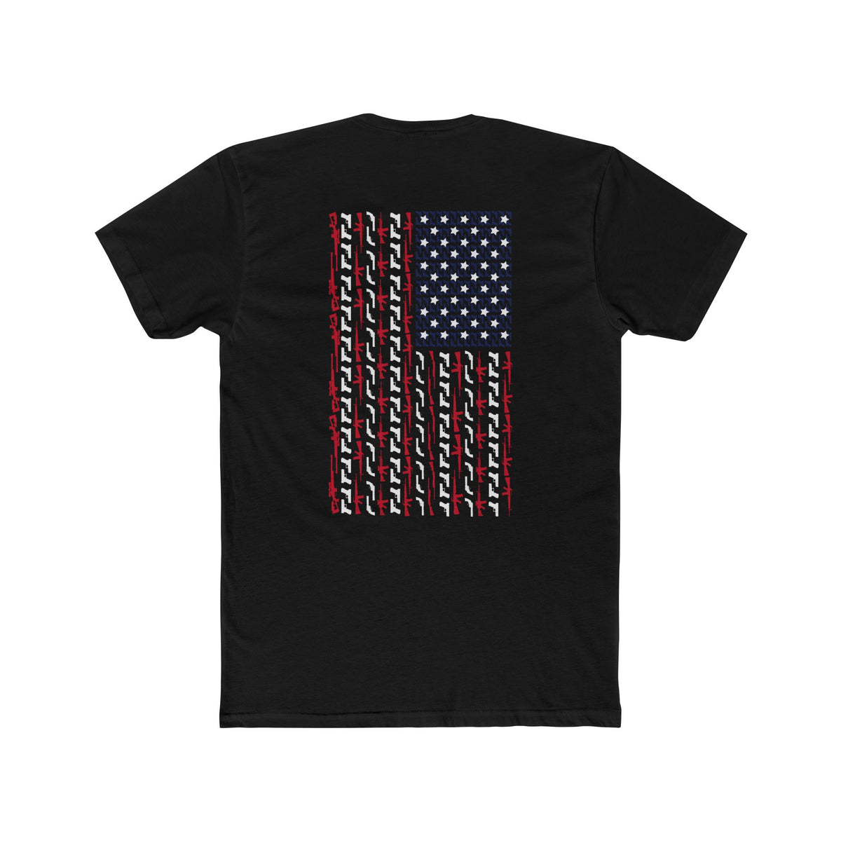 Freedom Loaded distressed Stars and Stripes crew tee product mockup
