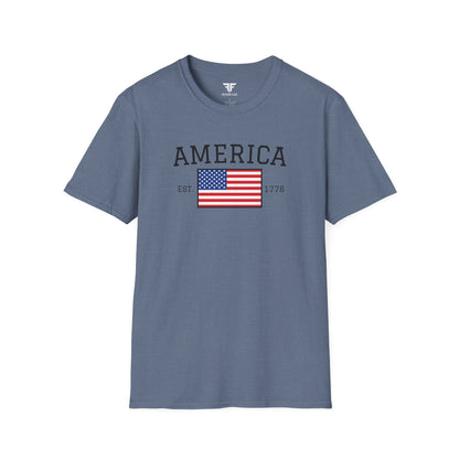 Unisex America T-Shirt – Est. 1776 Patriotic USA Flag Shirt by Freedom Flags - Freedom Flag Co.