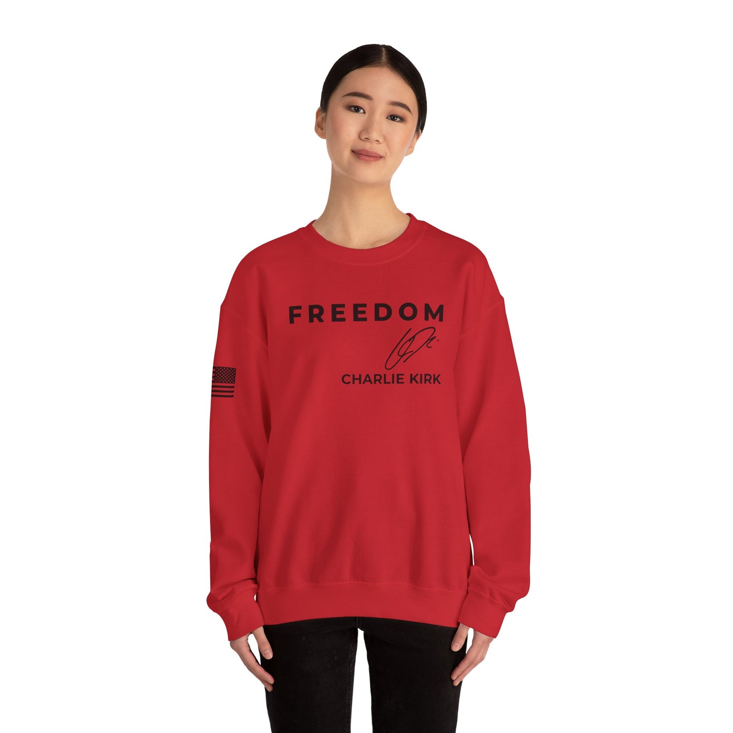 Charlie Kirk Signature Sweatshirt – Unisex Patriotic Freedom Crewneck Turning Point USA