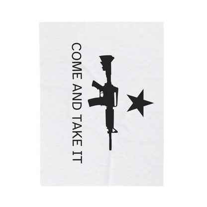 AR-15 Come and Take It Velveteen Plush Blanket – Patriotic Gun Rights Throw, Soft Cozy Couch & Bed Blanket