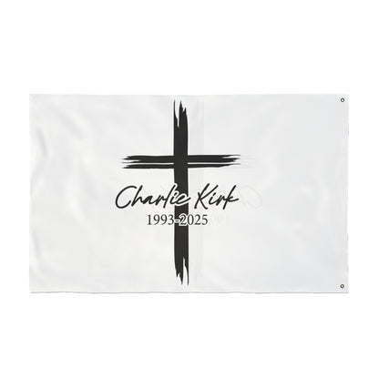 Christian Prayer Cross Tribute Flag – Charlie Kirk Memorial (1993–2025)