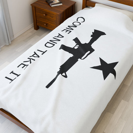 AR-15 Come and Take It Velveteen Plush Blanket – Patriotic Gun Rights Throw, Soft Cozy Couch & Bed Blanket
