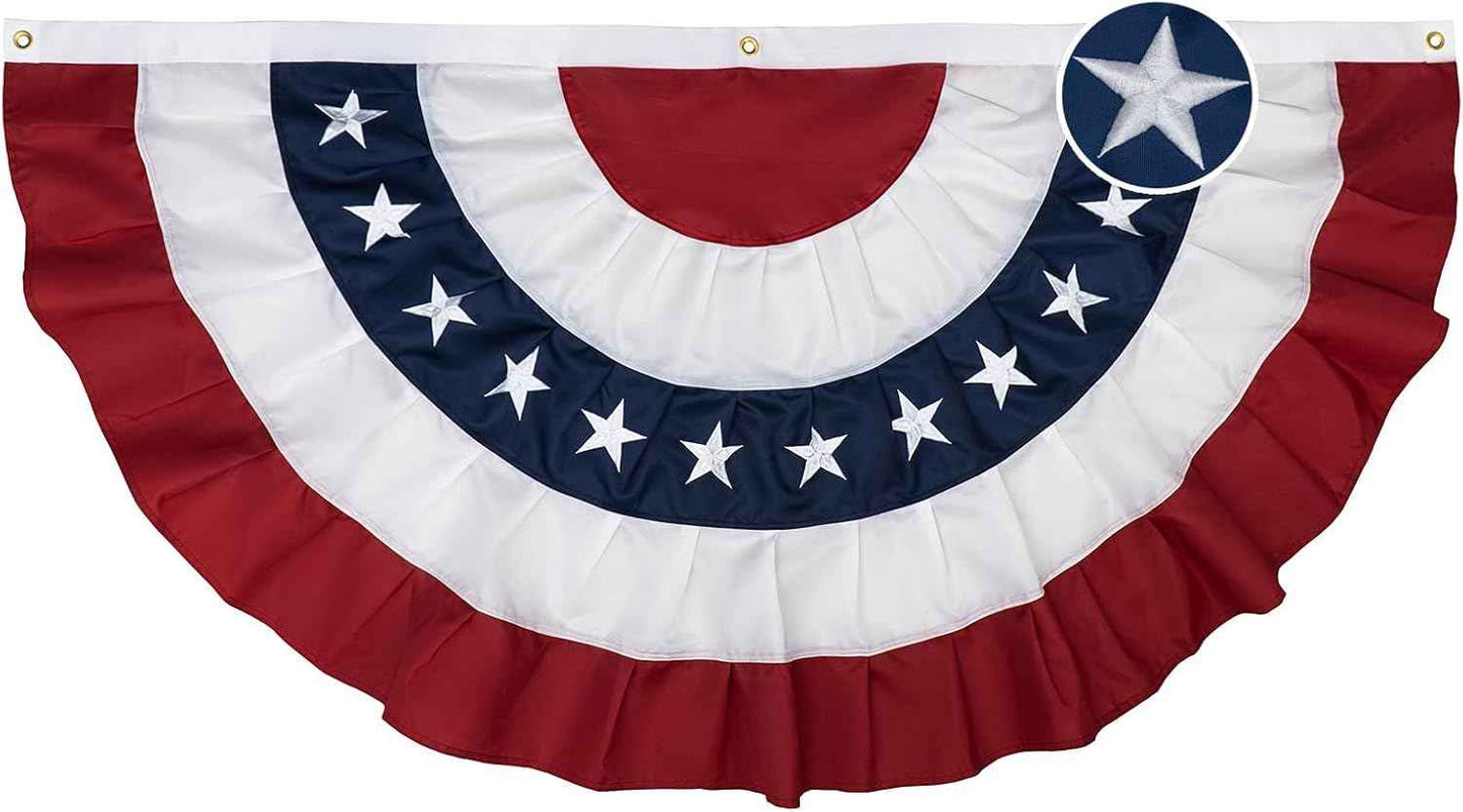 American Pleated Fan Flag – Patriotic Half Fan Bunting for America 250 Celebrations