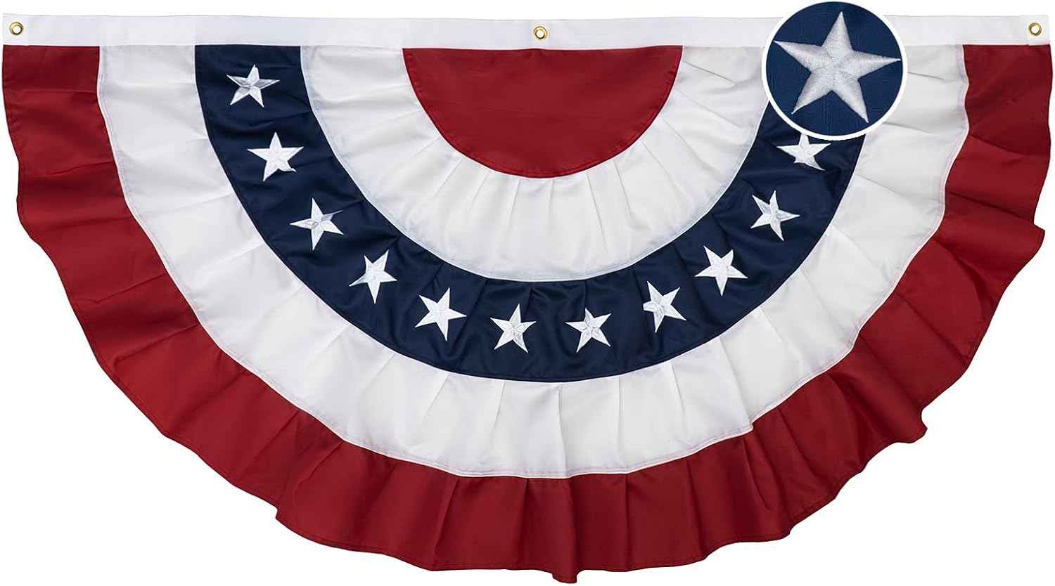 American Pleated Fan Flag – Patriotic Half Fan Bunting for America 250 Celebrations