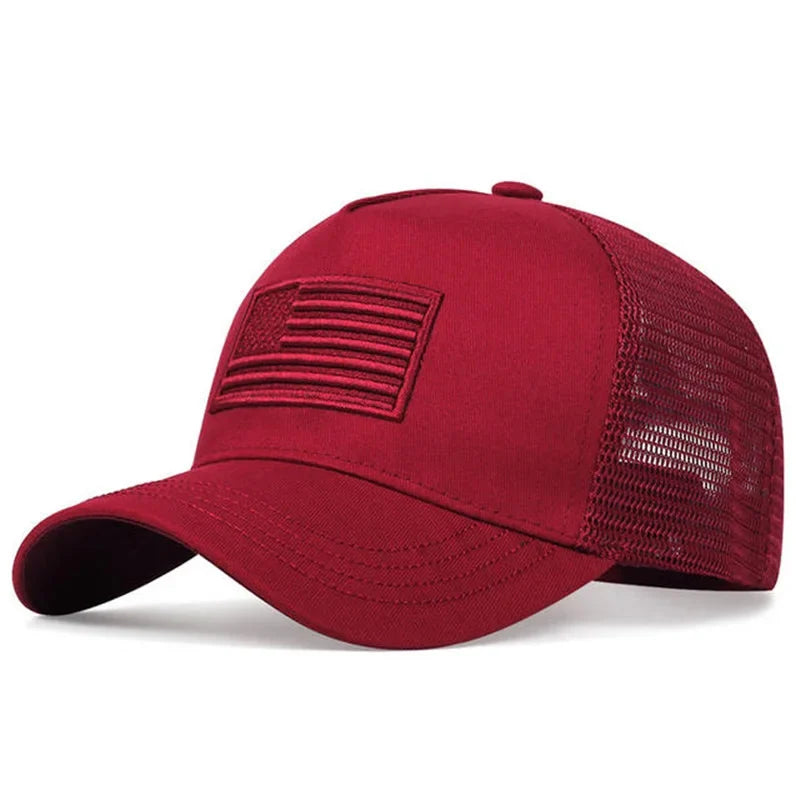 Wine Red American flag cap