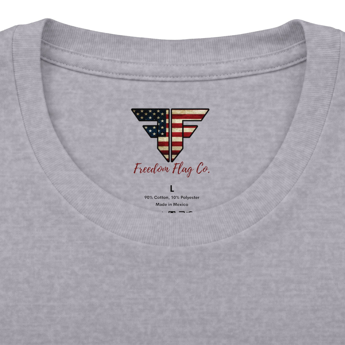 Freedom Loaded distressed Stars and Stripes crew tee product mockup