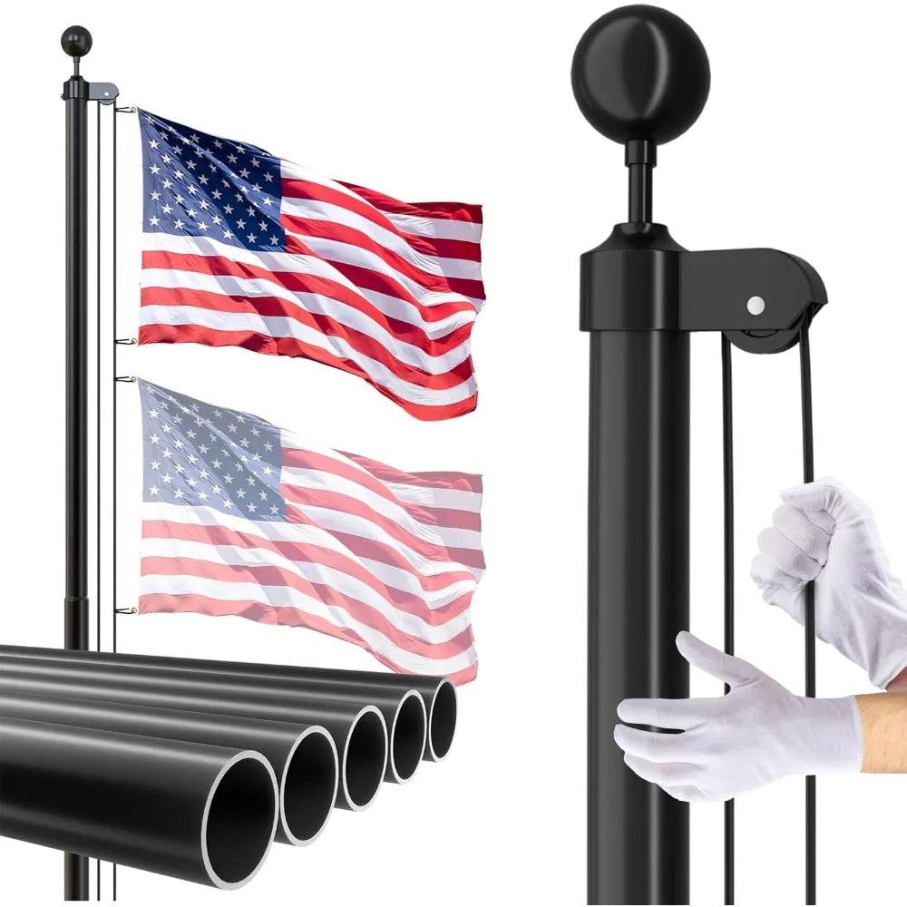 14 Gauge Flag Pole for Outside In Ground - 20 FT Heavy Duty Flagpole Kit for Yard - Extra Thick Outdoor Flag Poles with 3x5