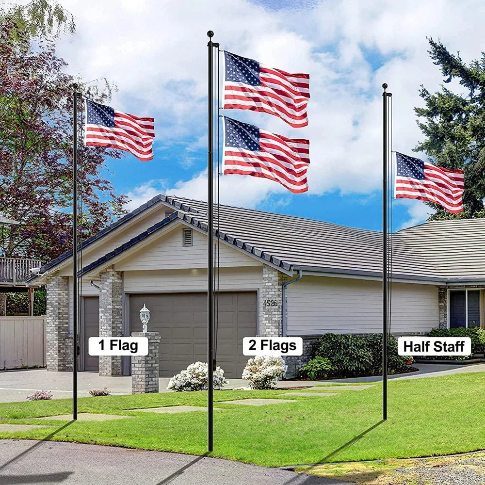 14 Gauge Flag Pole for Outside In Ground - 20 FT Heavy Duty Flagpole Kit for Yard - Extra Thick Outdoor Flag Poles with 3x5