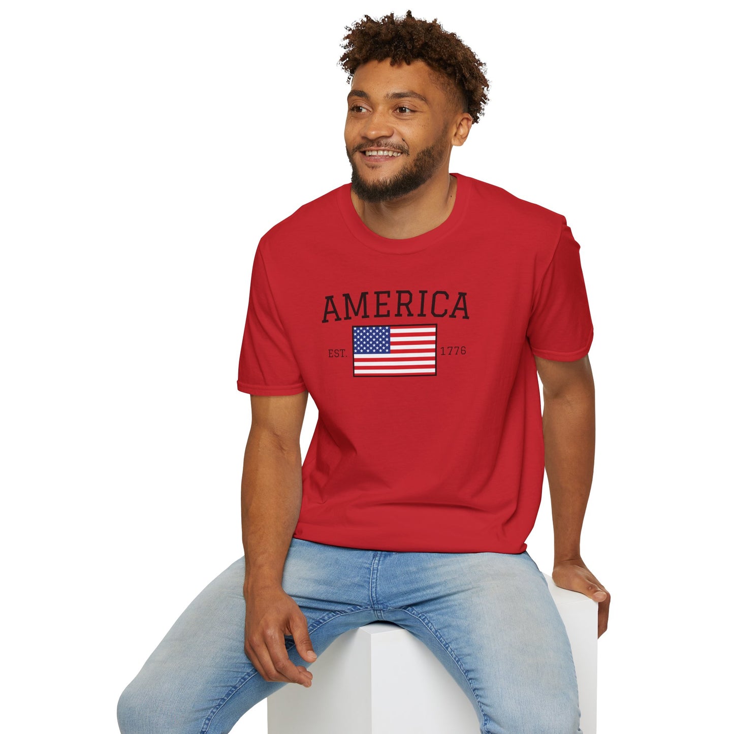 Unisex America T-Shirt – Est. 1776 Patriotic USA Flag Shirt by Freedom Flags - Freedom Flag Co.