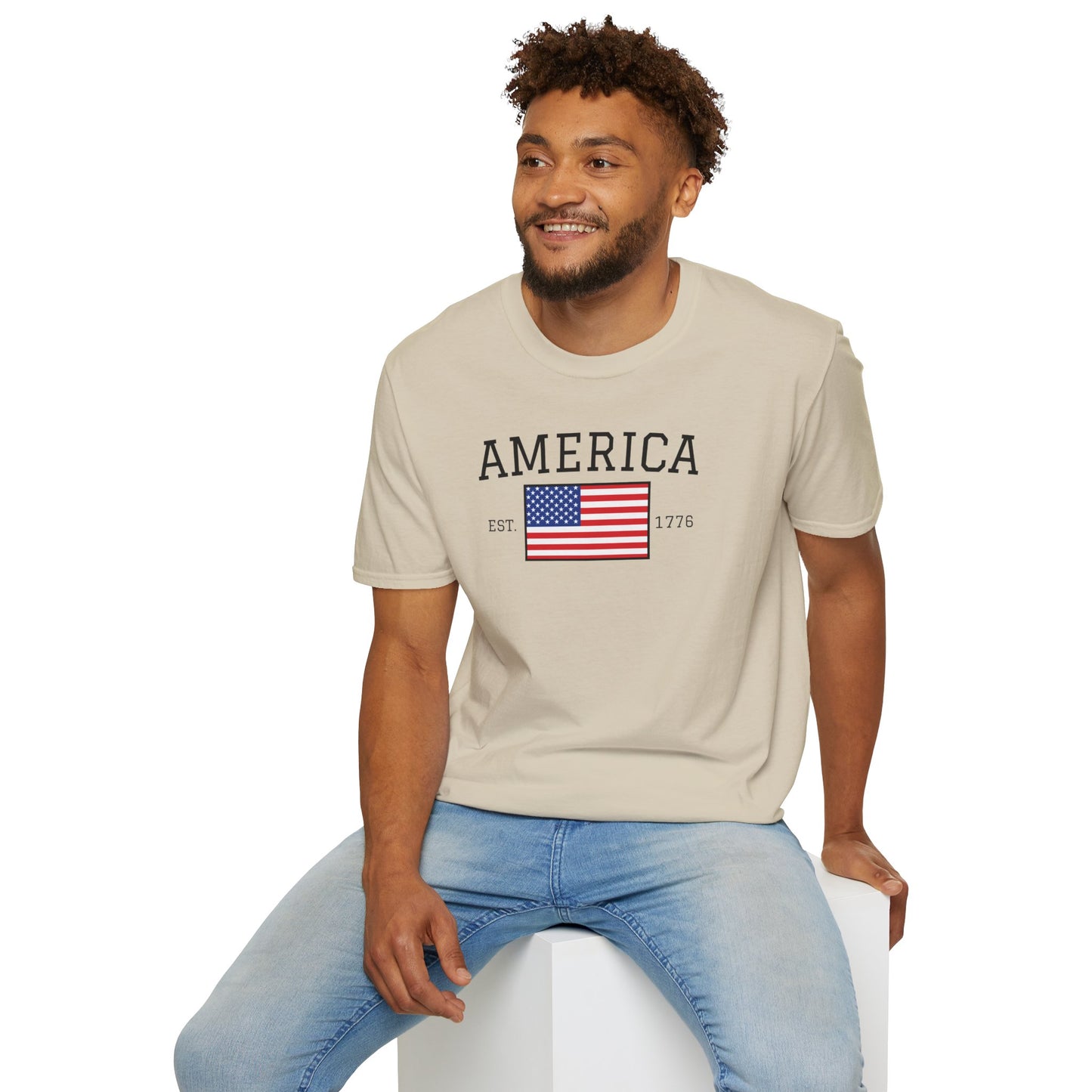 Unisex America T-Shirt – Est. 1776 Patriotic USA Flag Shirt by Freedom Flags - Freedom Flag Co.