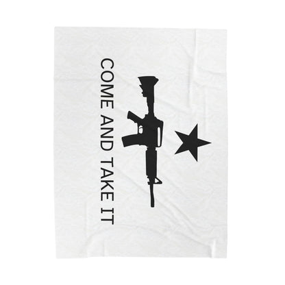 AR-15 Come and Take It Velveteen Plush Blanket – Patriotic Gun Rights Throw, Soft Cozy Couch & Bed Blanket