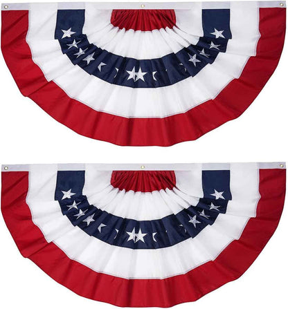 American Pleated Fan Flag – Patriotic Half Fan Bunting for America 250 Celebrations