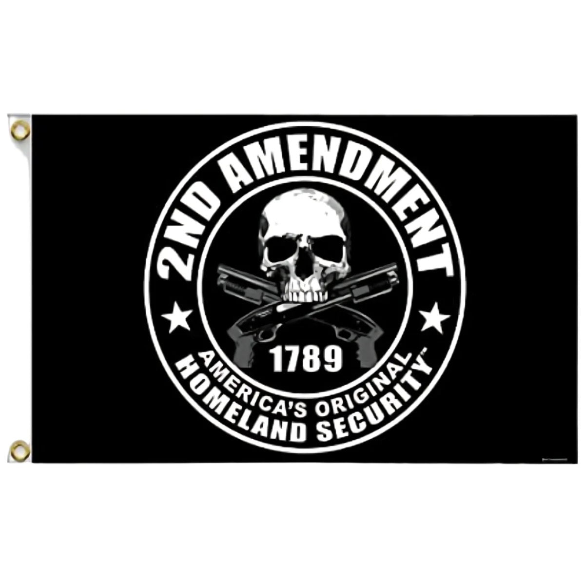 2nd Amendment America's Original Homeland Security 3x5 Foot Polyester Flag, durable and vibrant, celebrating patriotism and American values.