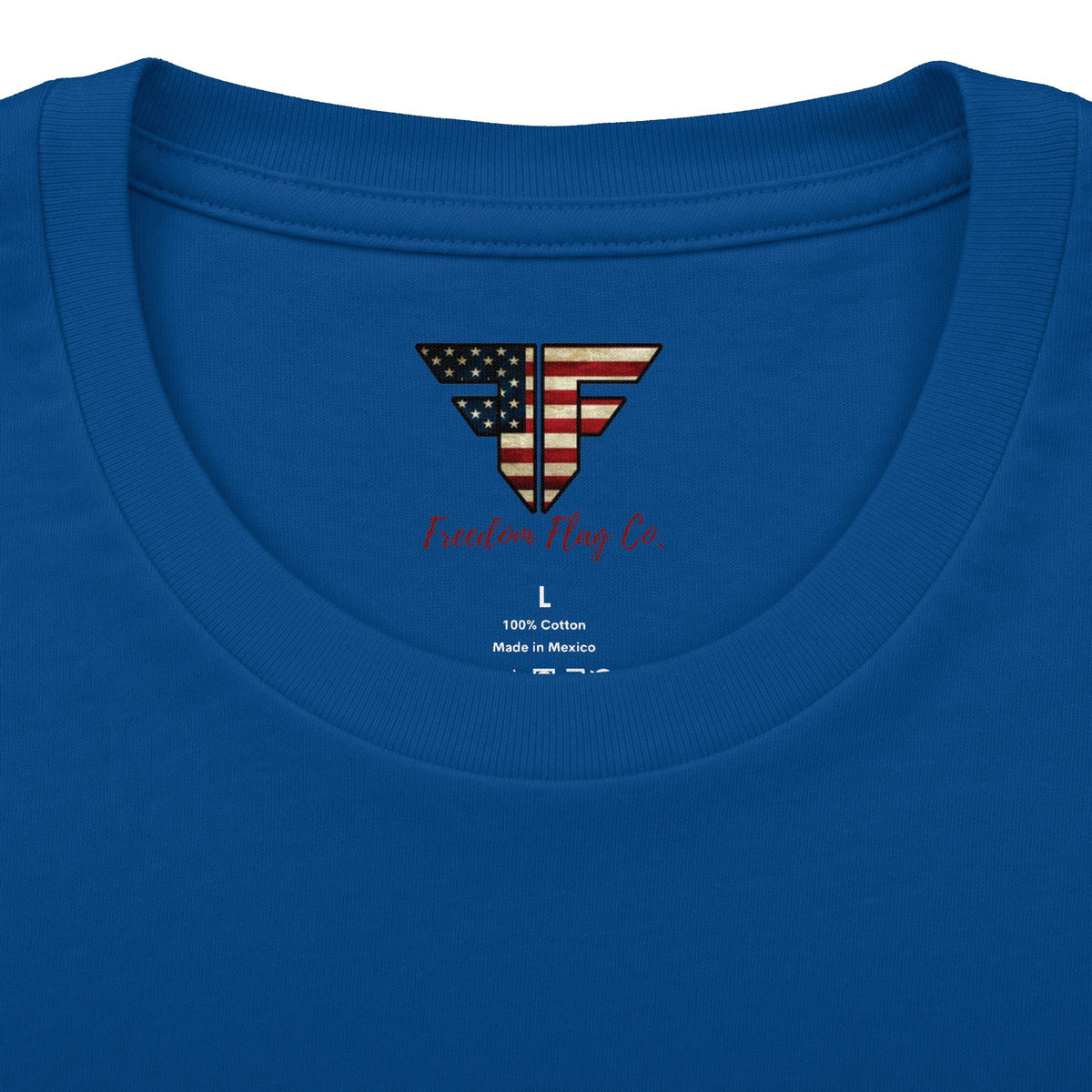 Freedom Loaded distressed Stars and Stripes crew tee product mockup