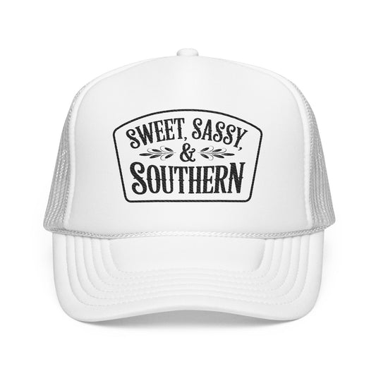 Sweet Sassy & Southern Foam Trucker Hat – Country Girl Snapback Cap with Mesh Back