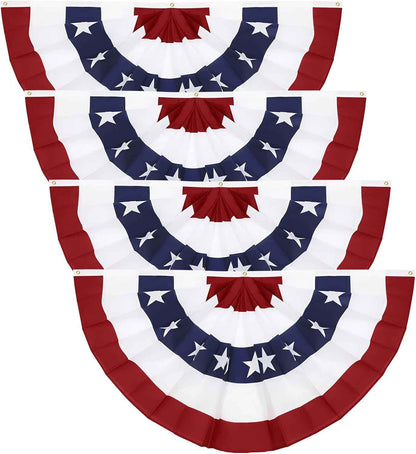 American Pleated Fan Flag – Patriotic Half Fan Bunting for America 250 Celebrations