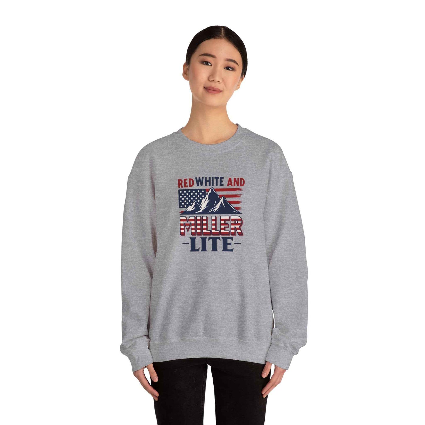 Red, White & Miller Lite Crewneck – Patriotic Beer Sweatshirt