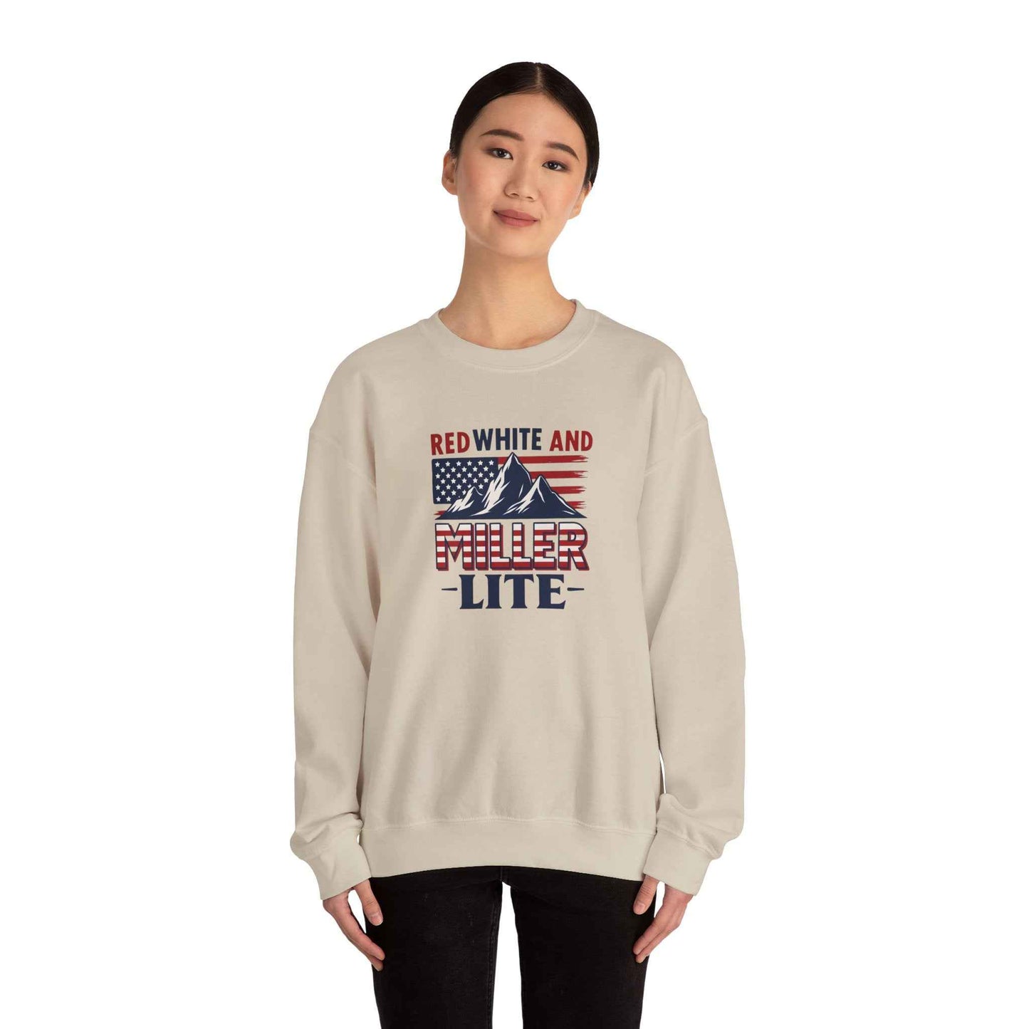 Red, White & Miller Lite Crewneck – Patriotic Beer Sweatshirt