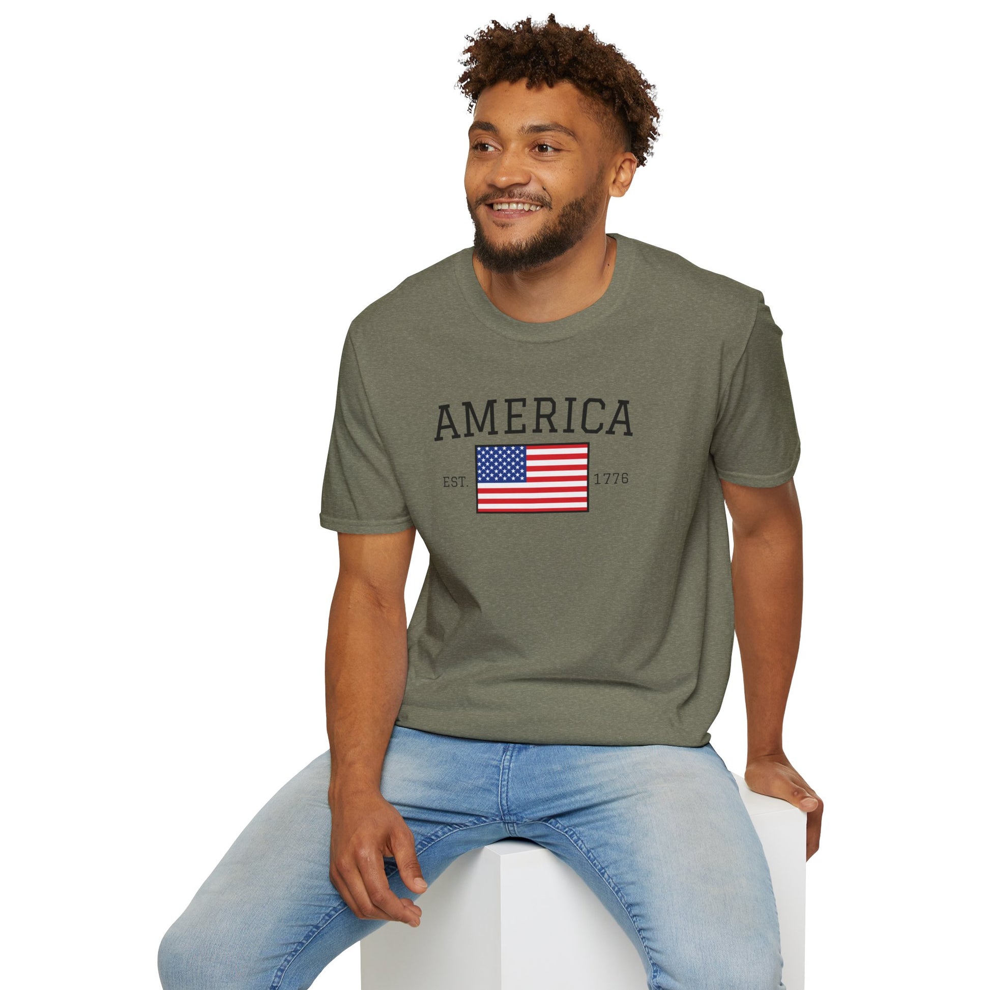Unisex America T-Shirt – Est. 1776 Patriotic USA Flag Shirt by Freedom Flags - Freedom Flag Co.