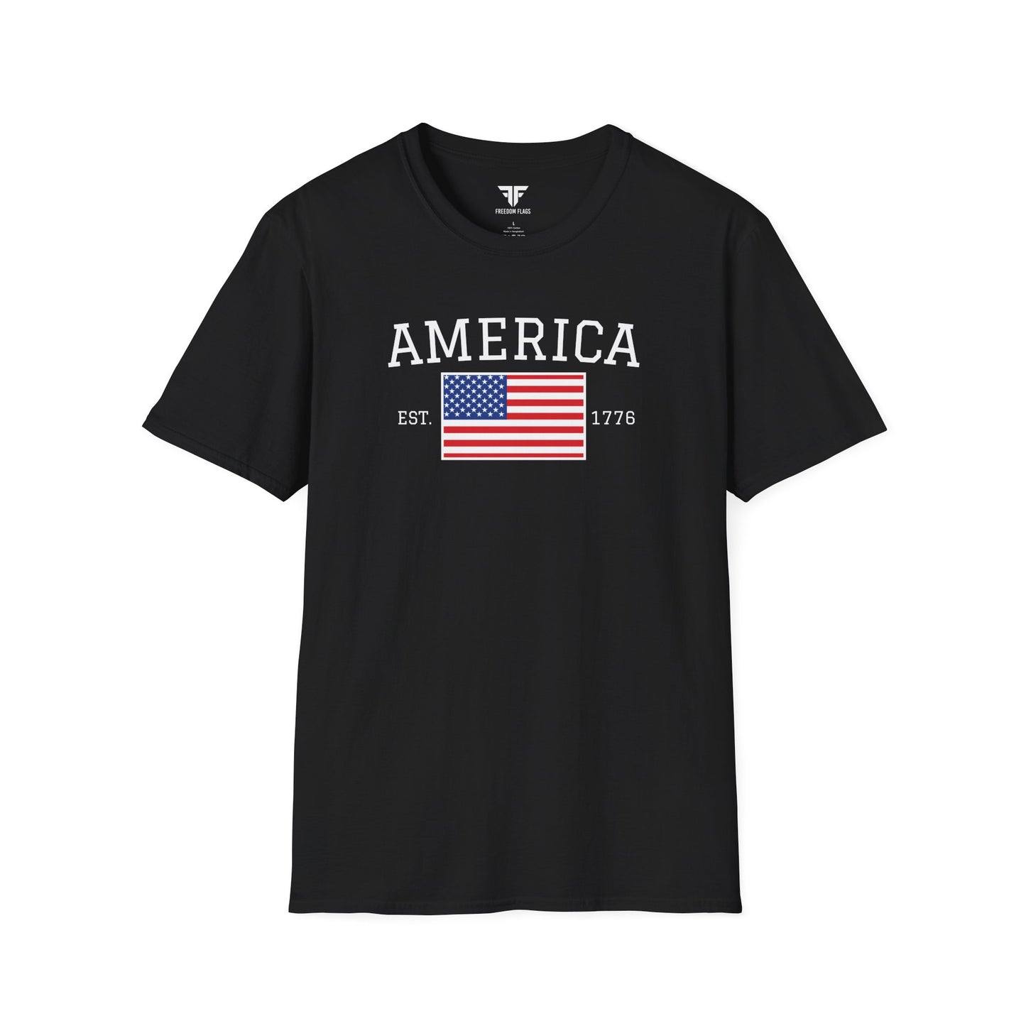 Unisex America T-Shirt – Est. 1776 Patriotic USA Flag Shirt by Freedom Flags - Freedom Flag Co.
