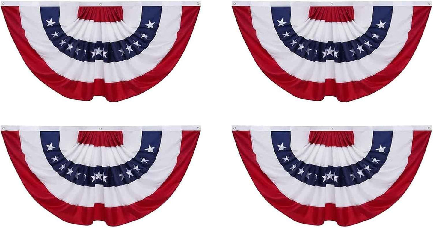 American Pleated Fan Flag – Patriotic Half Fan Bunting for America 250 Celebrations