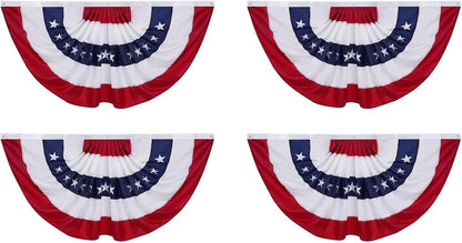American Pleated Fan Flag – Patriotic Half Fan Bunting for America 250 Celebrations