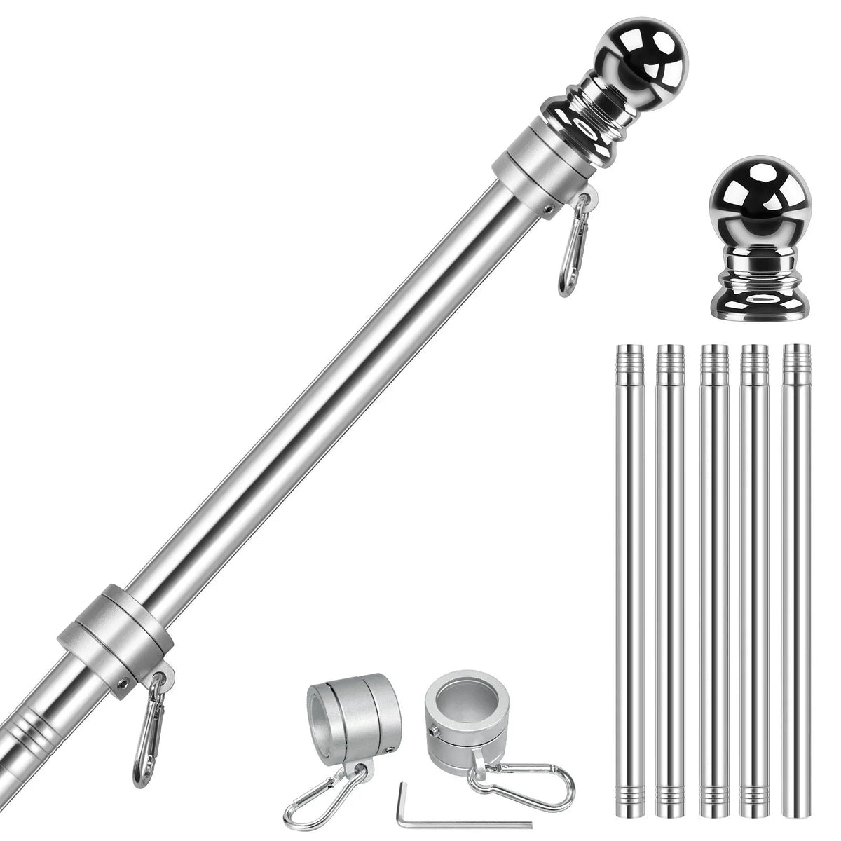 6FT 5-section stainless steel flagpole