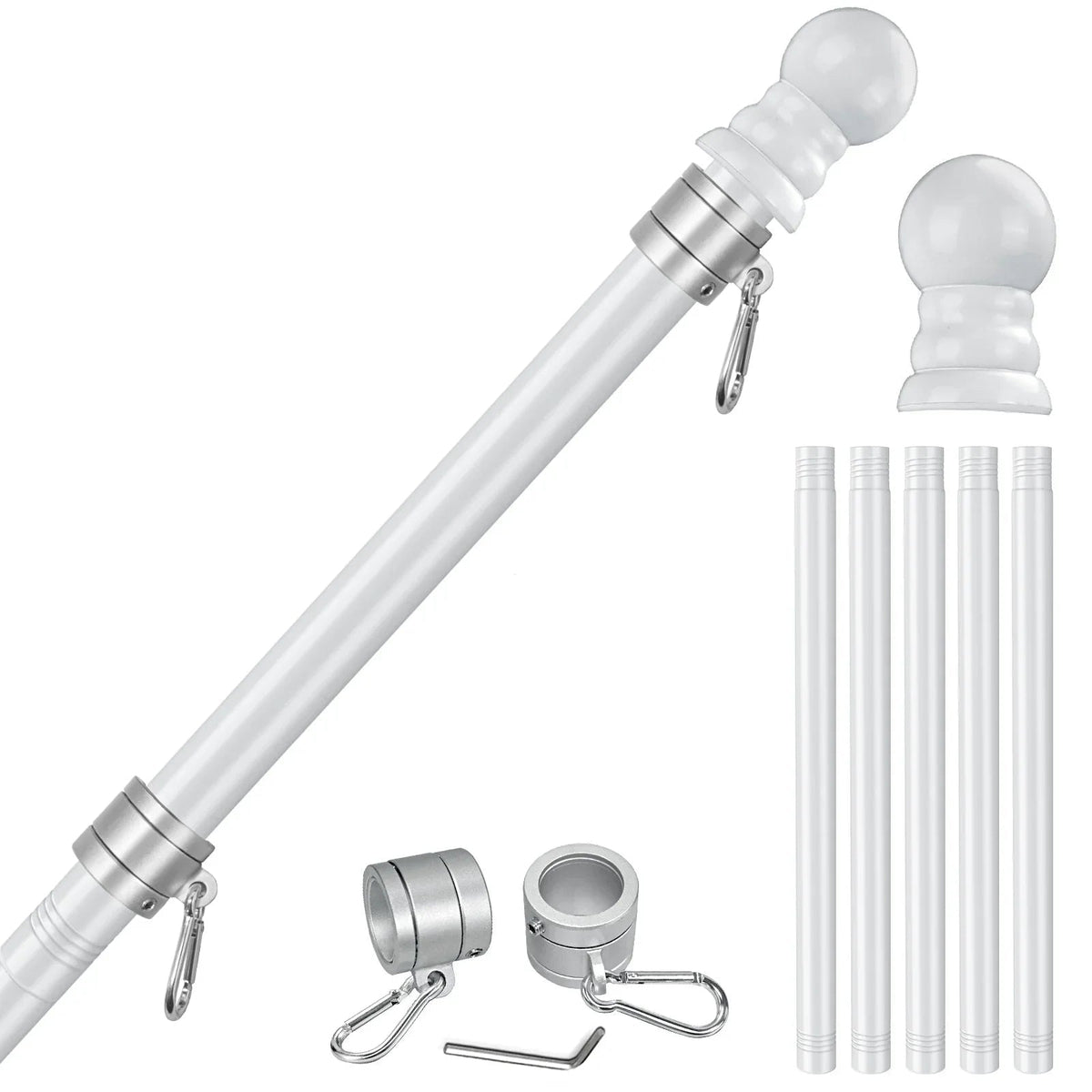 6FT stainless steel flagpole rotating ring detail