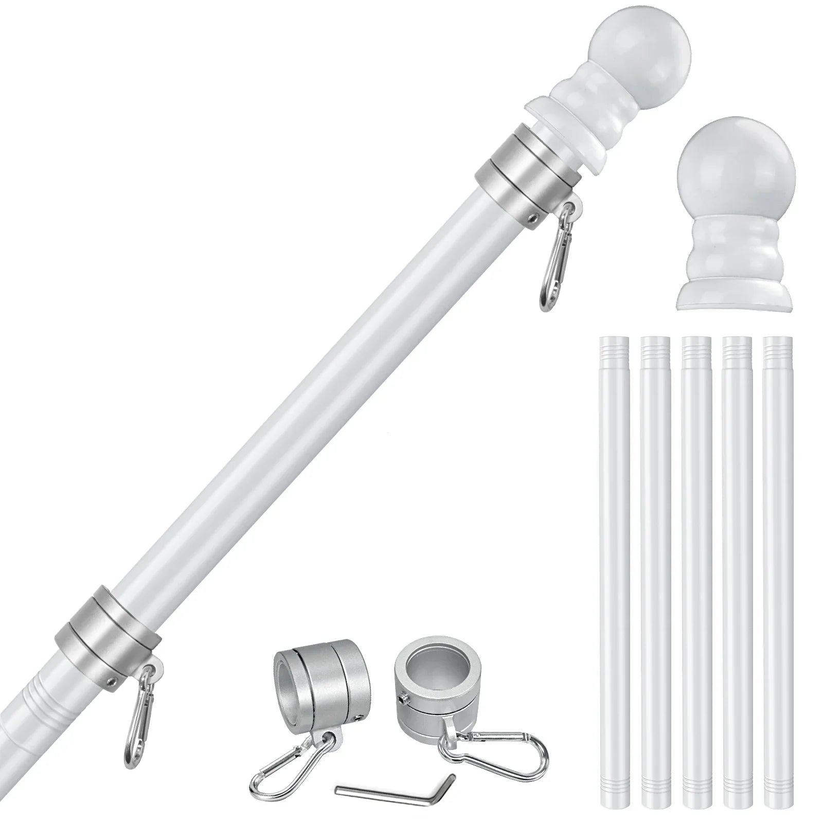 6FT stainless steel flagpole rotating ring detail
