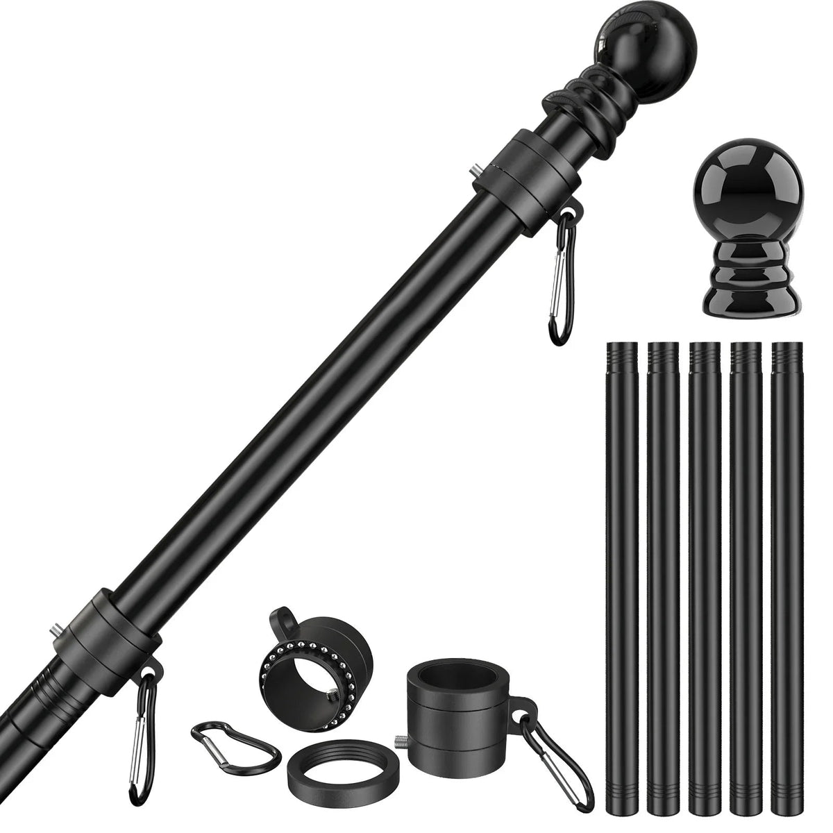 Adjustable stainless steel flagpole section detail