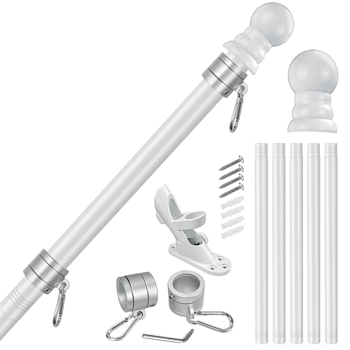 6FT Flagpole Kit | Tangle-Free Stainless Steel Flag Pole