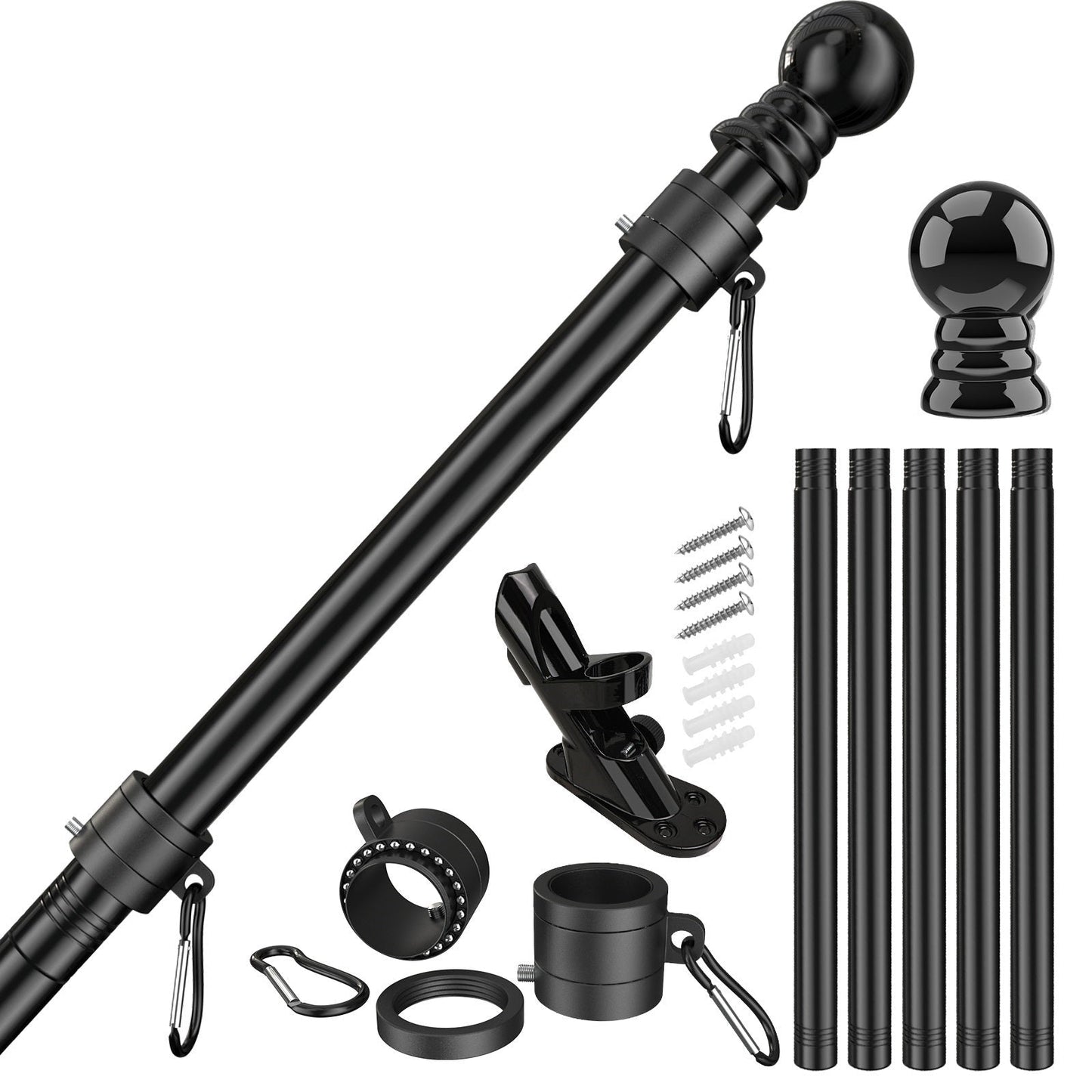6FT Flagpole Kit | Tangle-Free Stainless Steel Flag Pole