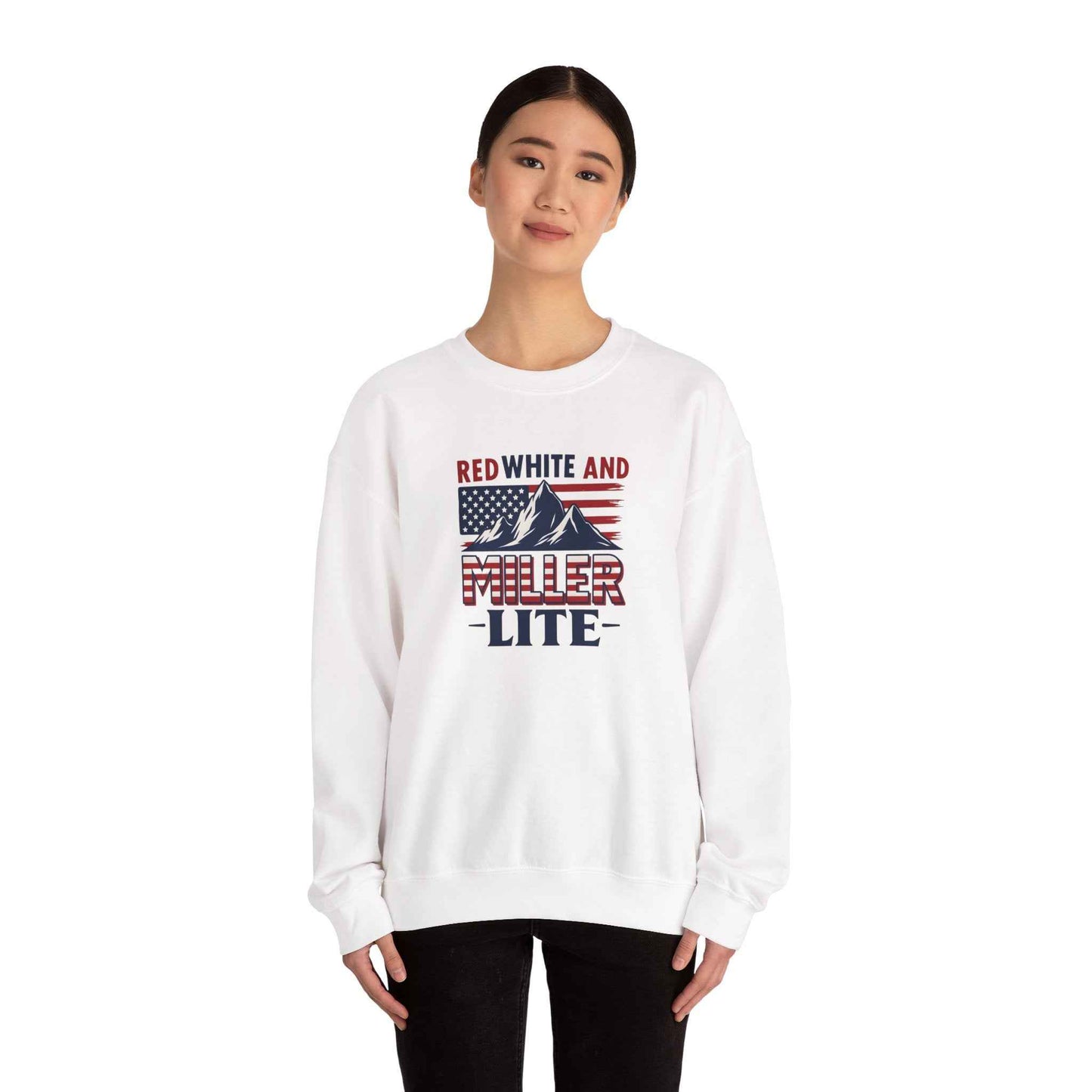 Red, White & Miller Lite Crewneck – Patriotic Beer Sweatshirt