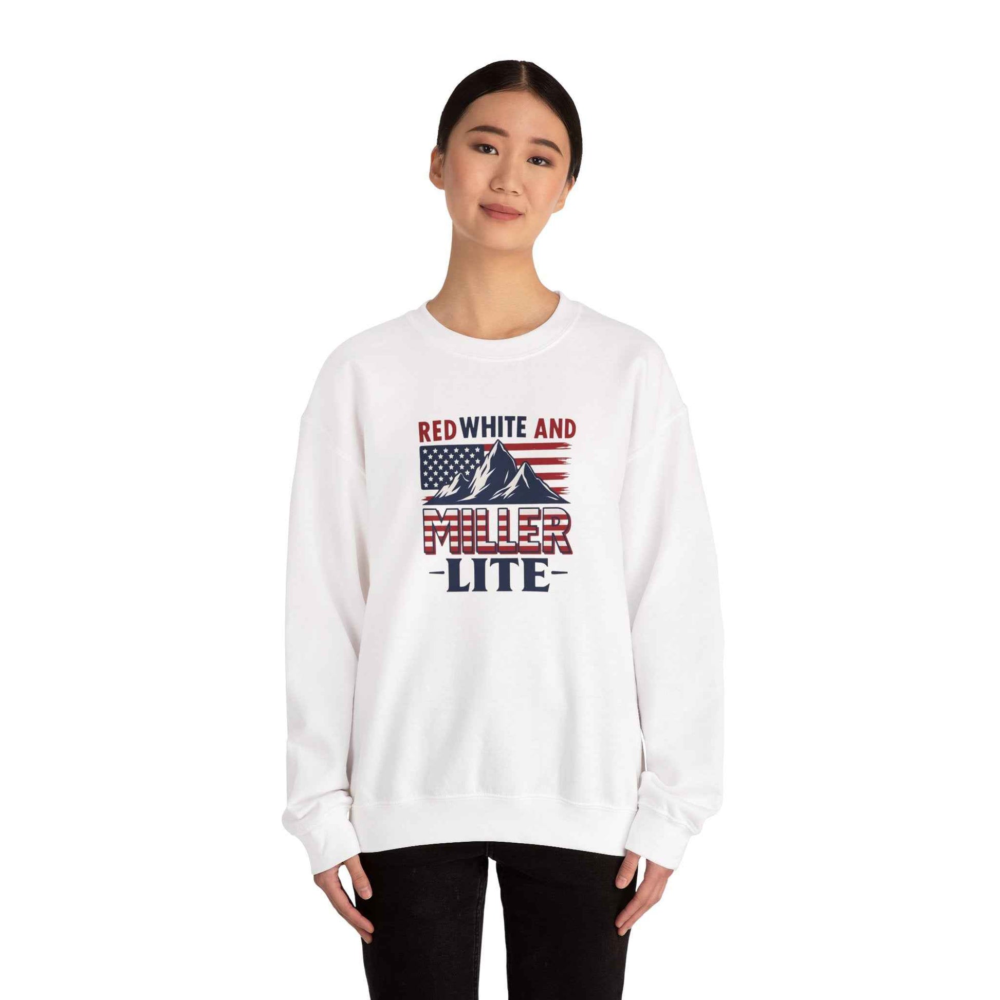 Red, White & Miller Lite Crewneck – Patriotic Beer Sweatshirt