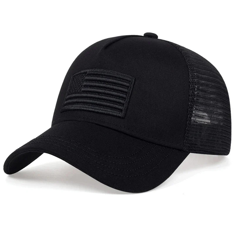 Black on black American flag cap