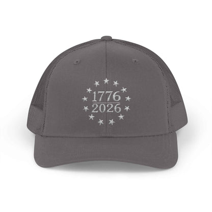 1776-2026 Patriotic Trucker Hat – Betsy Ross 13 Star Flag Cap, USA 250th Anniversary Snapback, American Freedom Hat