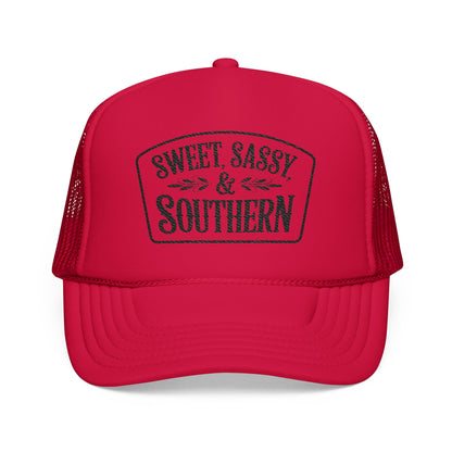 Sweet Sassy & Southern Foam Trucker Hat – Country Girl Snapback Cap with Mesh Back