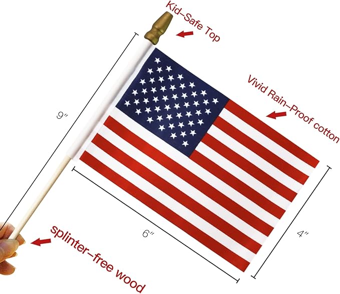 USA 4x6" Wooden Stick Flags 