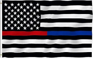 Thin Red/Blue Line Flag – 3x5 ft. (Polyester Blended Material)