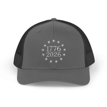 1776-2026 Patriotic Trucker Hat – Betsy Ross 13 Star Flag Cap, USA 250th Anniversary Snapback, American Freedom Hat