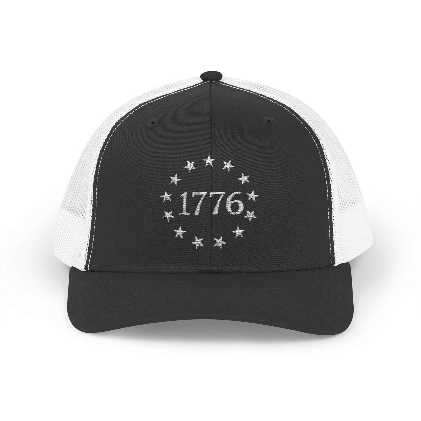 1776 Embroidered Trucker Hat – Patriotic Betsy Ross Stars Snapback Cap