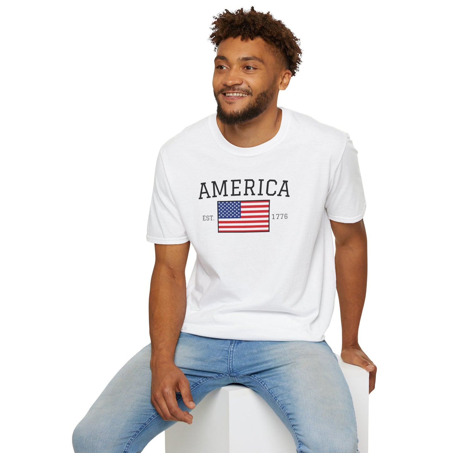 Unisex America T-Shirt – Est. 1776 Patriotic USA Flag Shirt by Freedom Flags - Freedom Flag Co.