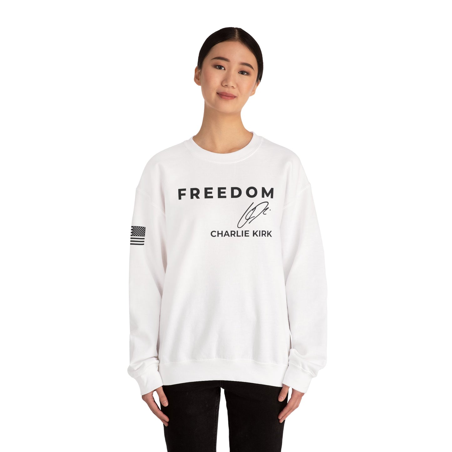 Charlie Kirk Signature Sweatshirt – Unisex Patriotic Freedom Crewneck Turning Point USA