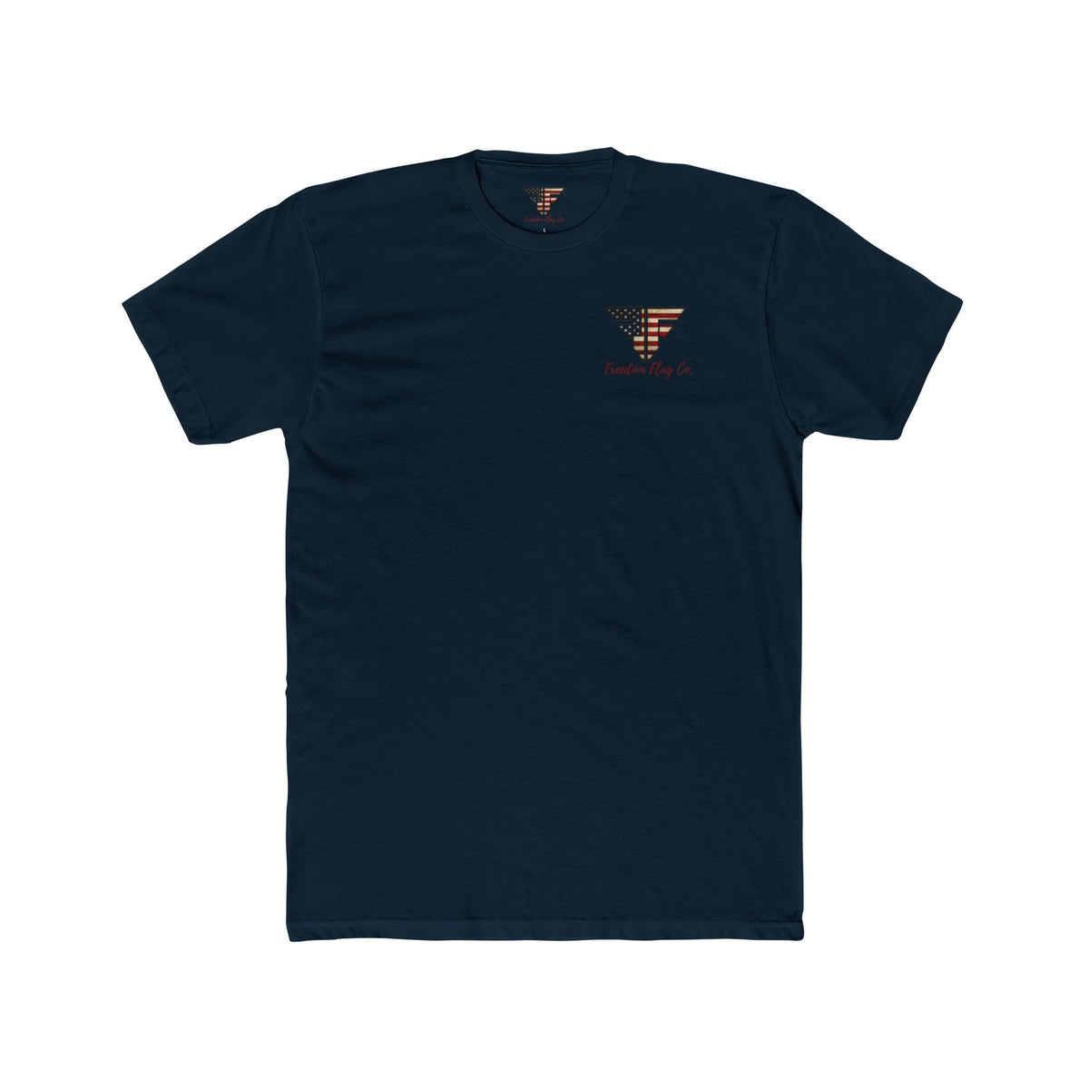 Freedom Loaded distressed Stars and Stripes crew tee product mockup