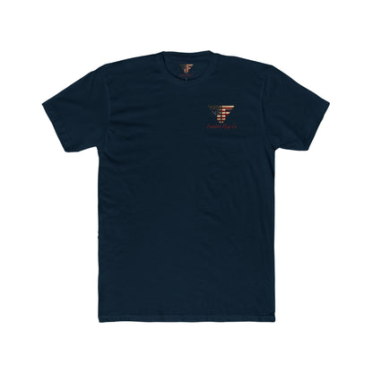 Freedom Loaded distressed Stars and Stripes crew tee product mockup